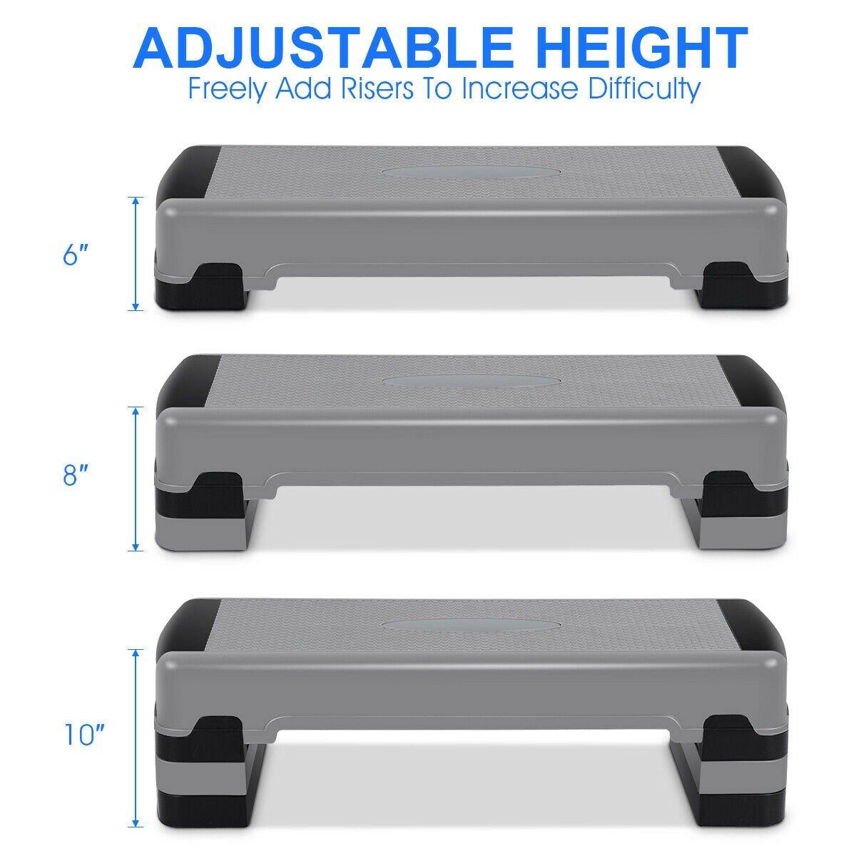 Giantex 35" Aerobic Step, Non-Slip Surface, Height-Adjustable 6" - 8" - 10" Step Aerobics Platform - Giantexus