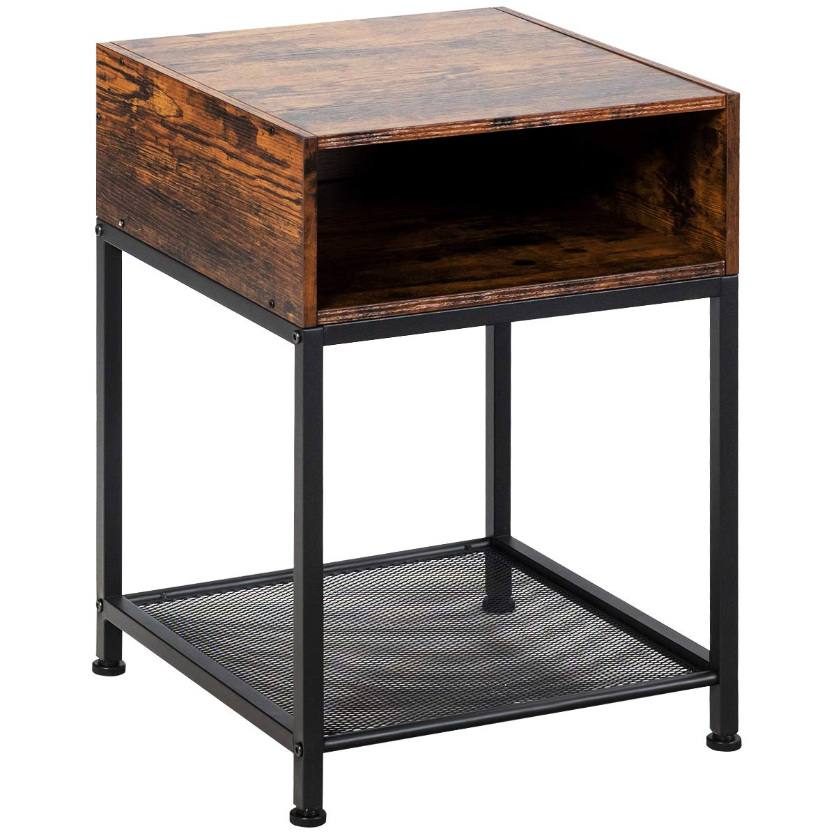 Giantex End Table Industrial W/Open Compartment