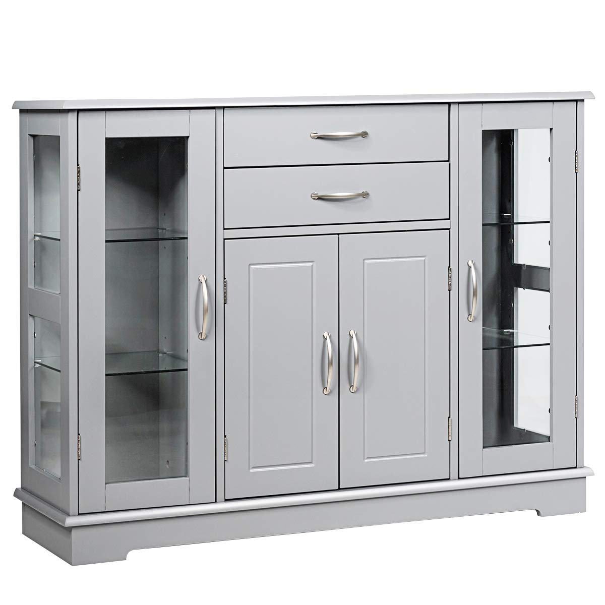 Giantex Sideboard Buffet Server Storage Cabinet W/ 2 Drawers, Grey
