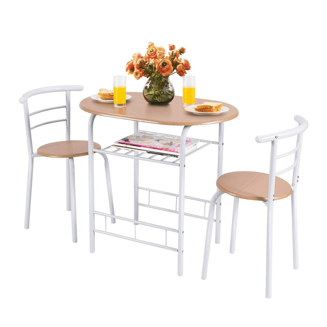 3 Piece Dining Set Compact 2 Chairs and Table - Giantexus