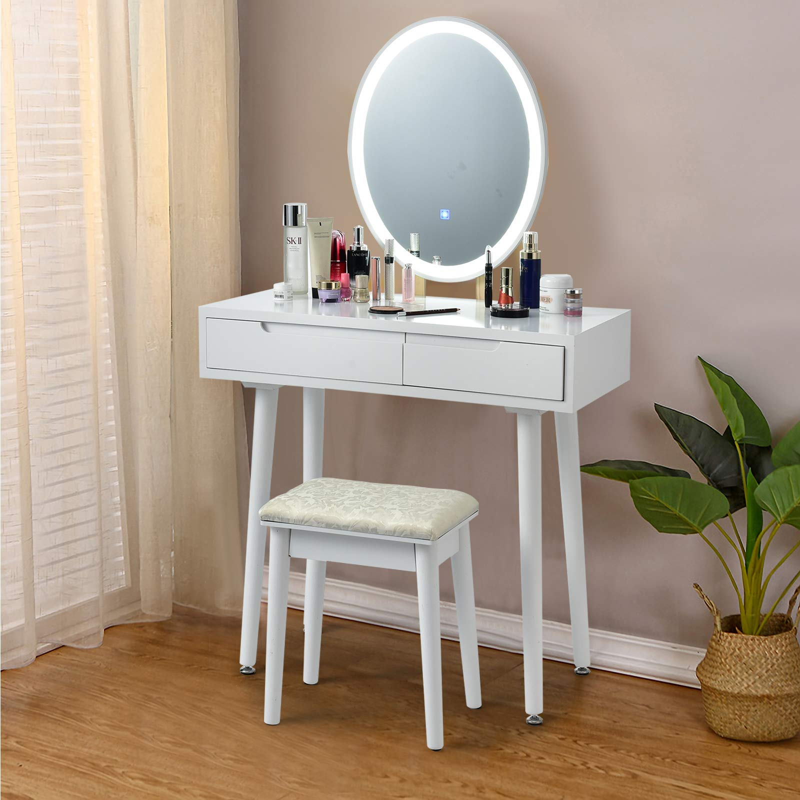 CHARMAID Vanity Set with Lighted Mirror - Giantexus