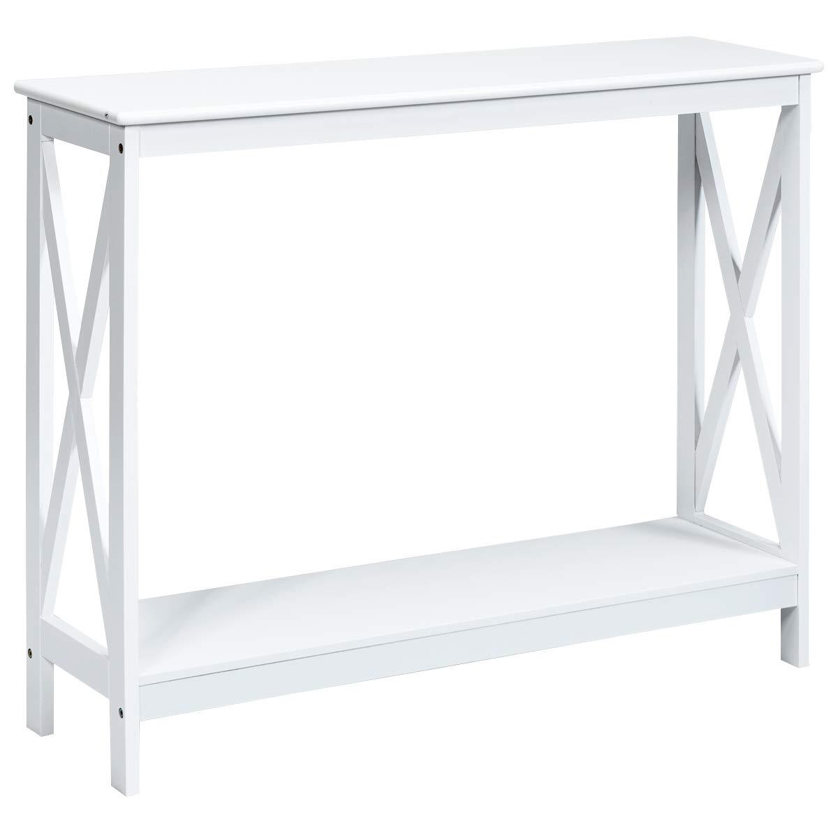 Giantex Console Table 2-Tier with Storage Shelf,X-Design Bookshelf