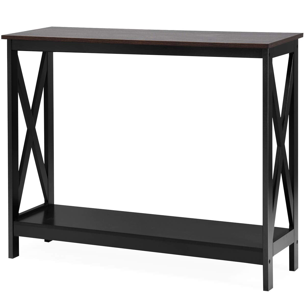 Giantex Console Table 2-Tier with Storage Shelf,X-Design Bookshelf