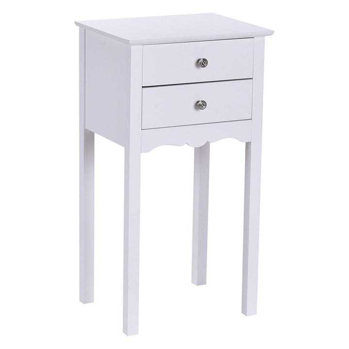 Giantex End Table w/ 2 Drawers Side Table Nightstand Multi-Purpose Accent Table Living Room Bedroom Home Furniture