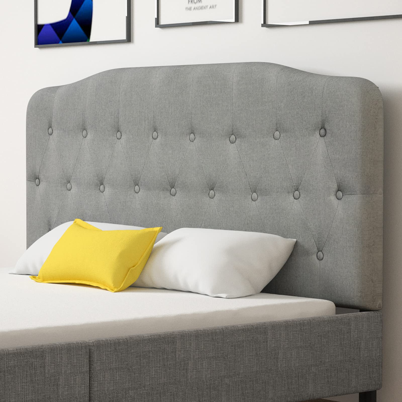 Giantex Upholstered Headboard, Button Tufted Headboard, Queen Size