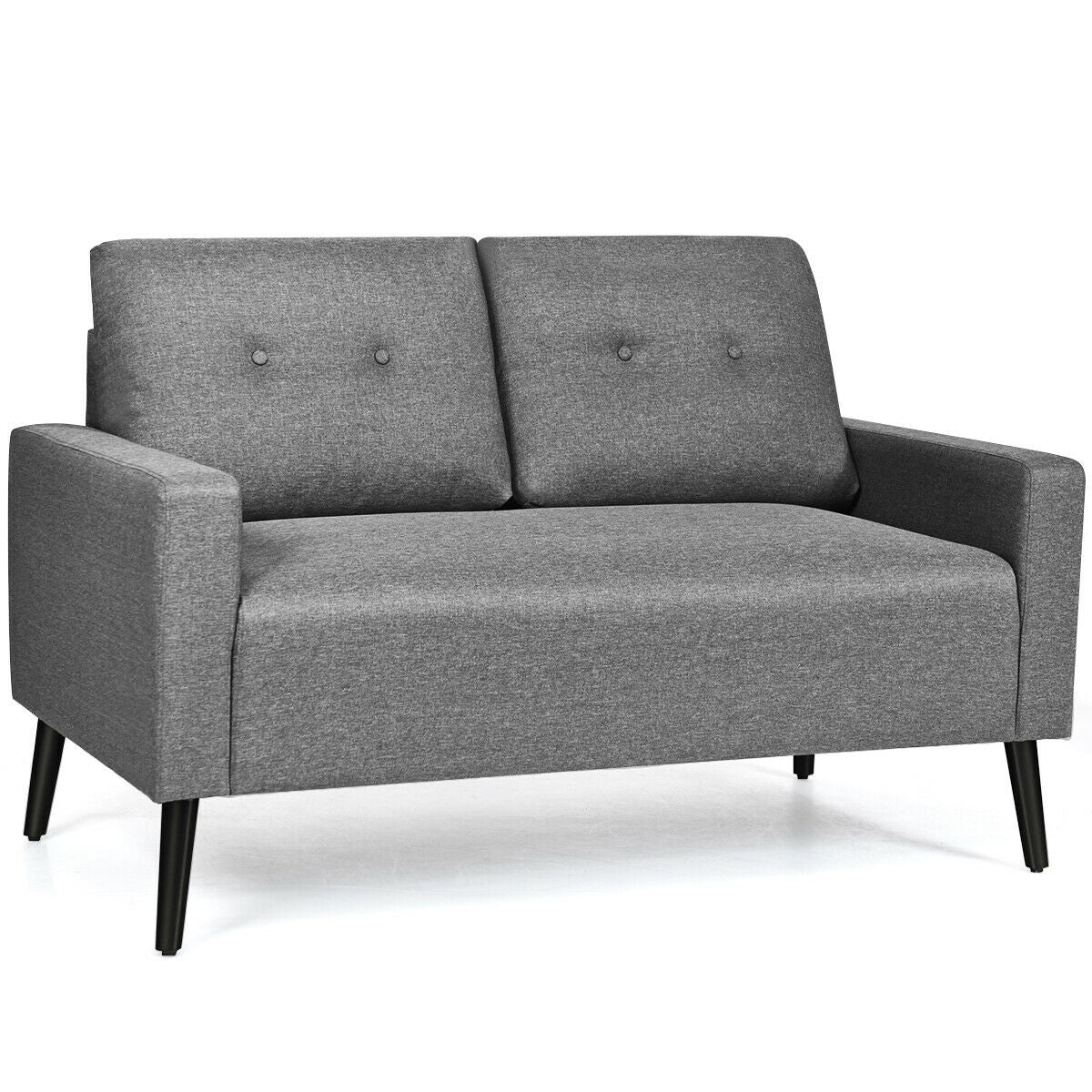 Giantex Modern Loveseat Sofa, 55" Upholstered Sofa Couch w/ Soft Cushion, Rubber Wooden Legs (Gray)
