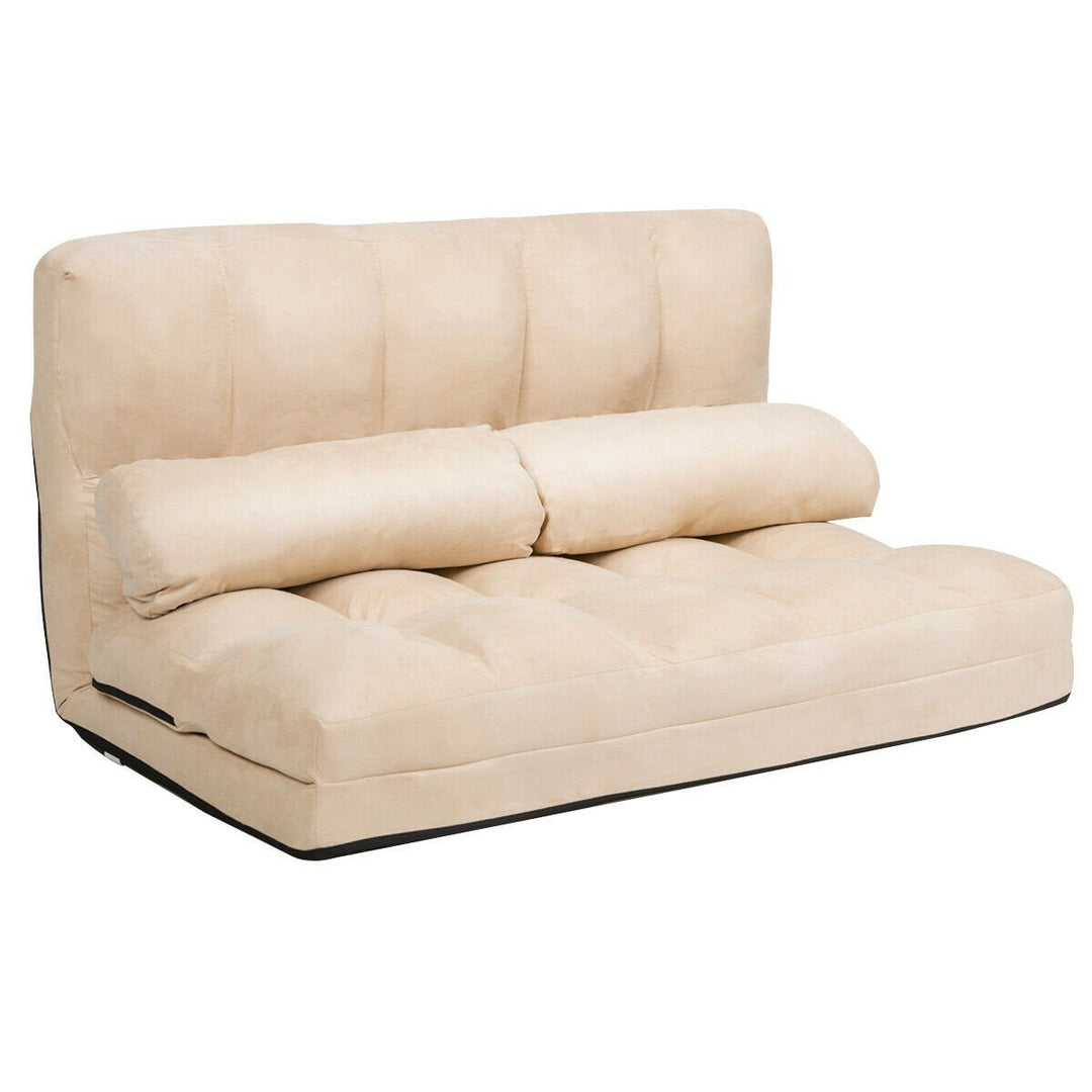 Adjustable Floor Sofa, Foldable Lazy Sofa Sleeper Bed 6-Position Adjustable,2 Pillows - Giantexus