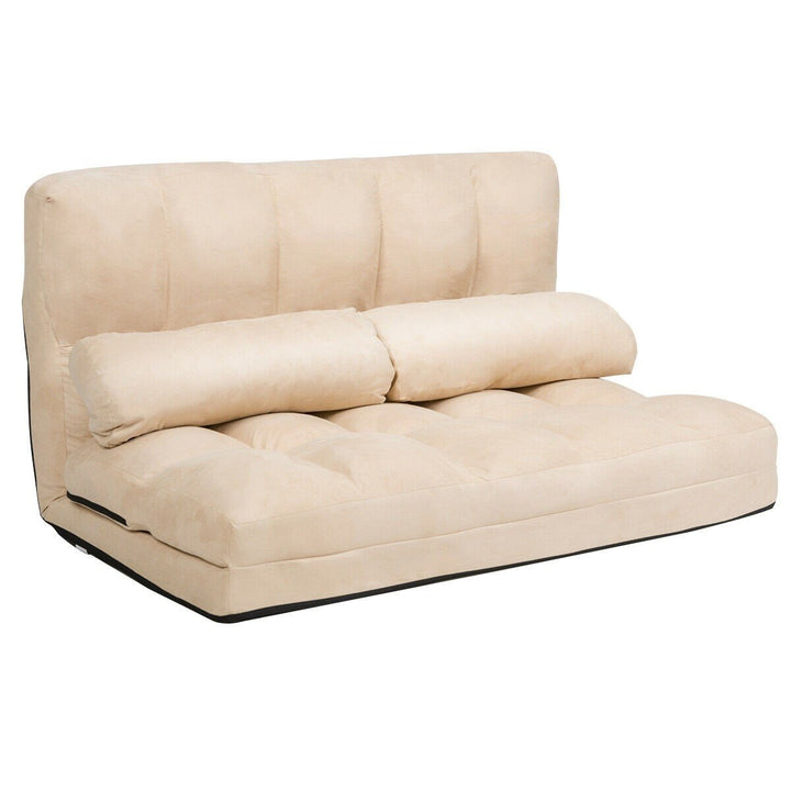 Adjustable Floor Sofa, Foldable Lazy Sofa Sleeper Bed 6-Position Adjustable,2 Pillows - Giantexus