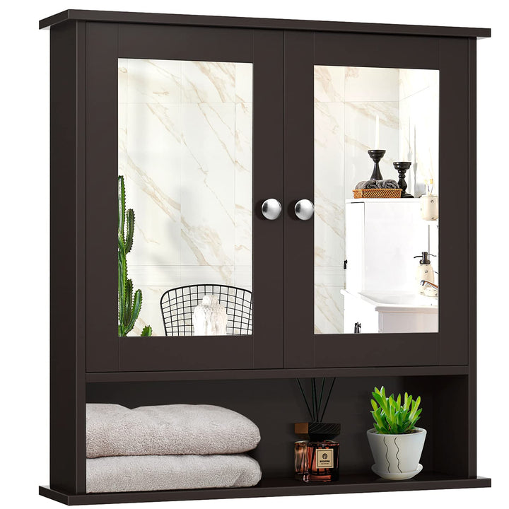 Bathroom Wall Cabinet with 2 Mirror Doors and Adjustable Shelf