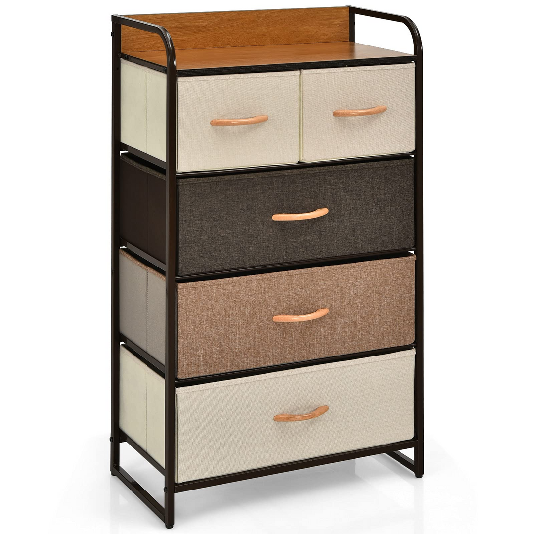 Giantex Sturdy Steel Frame & Wooden Top Vertical Organizer Unit for Closets, Bedroom Utility Dresser Chest (23 x 11.5 x 39 inch)