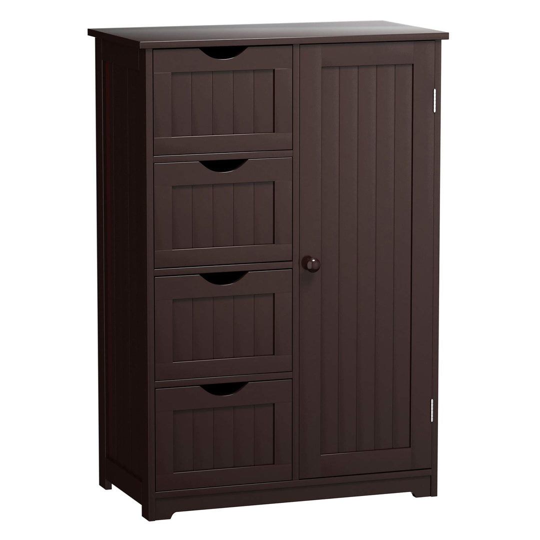 Giantex Bathroom Floor Cabinet Wooden with 1 Door & 4 Drawer