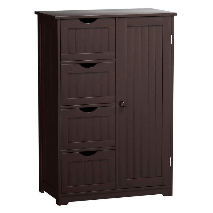 Giantex Bathroom Floor Cabinet Wooden with 1 Door & 4 Drawer