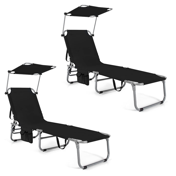 Giantex Portable Reclining Chair with 5 Adjustable Positions, Set of 2