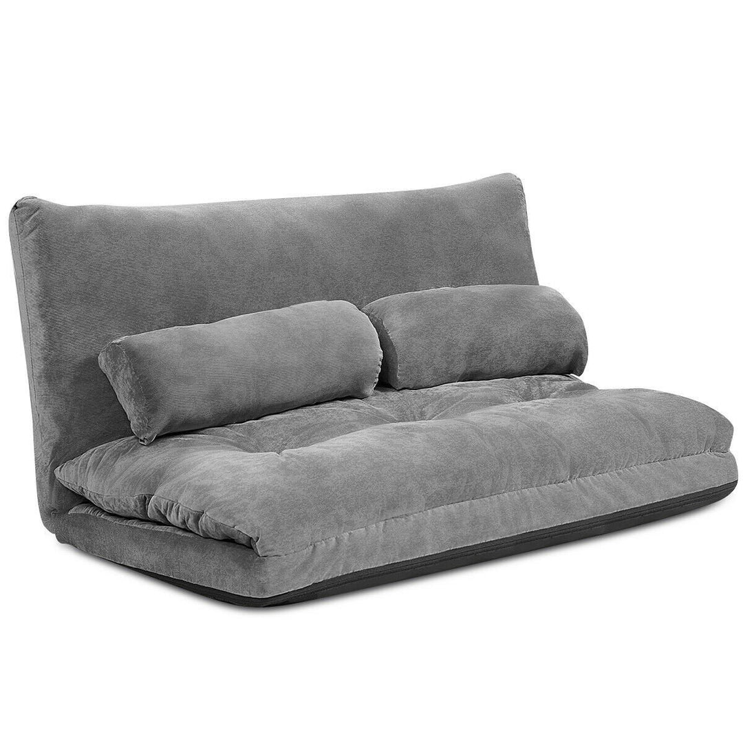 Adjustable Floor Sofa Couch with 2 Pillows, Multi-Functional 6-Position Foldable Lazy Sofa Sleeper Bed - Giantexus