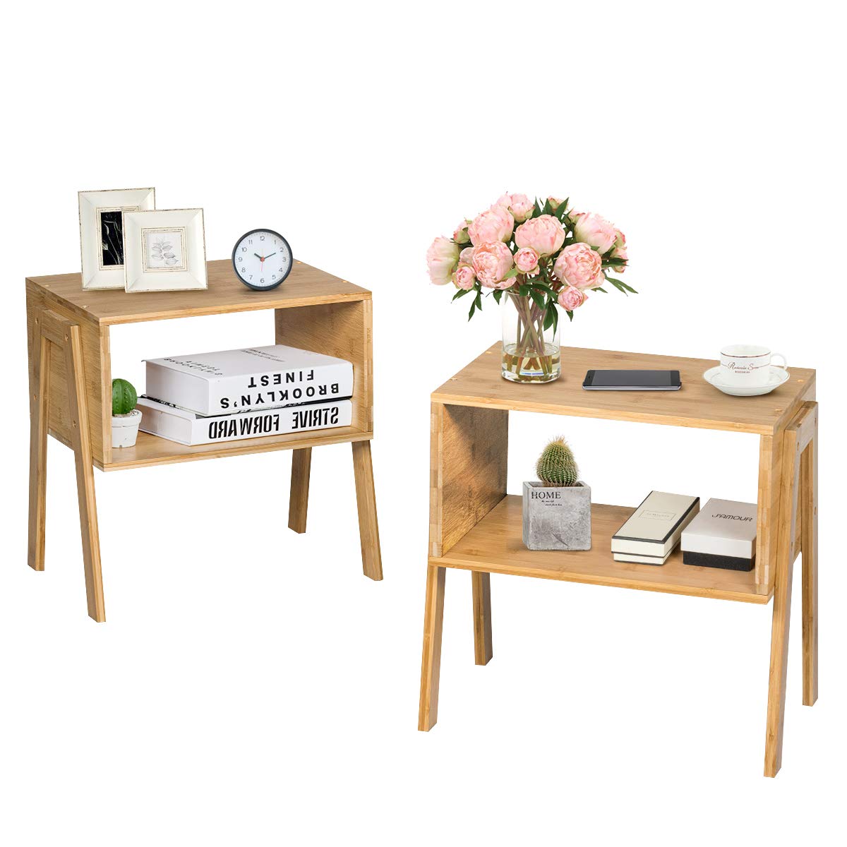 Giantex Bedroom Stackable End Table (Natural)