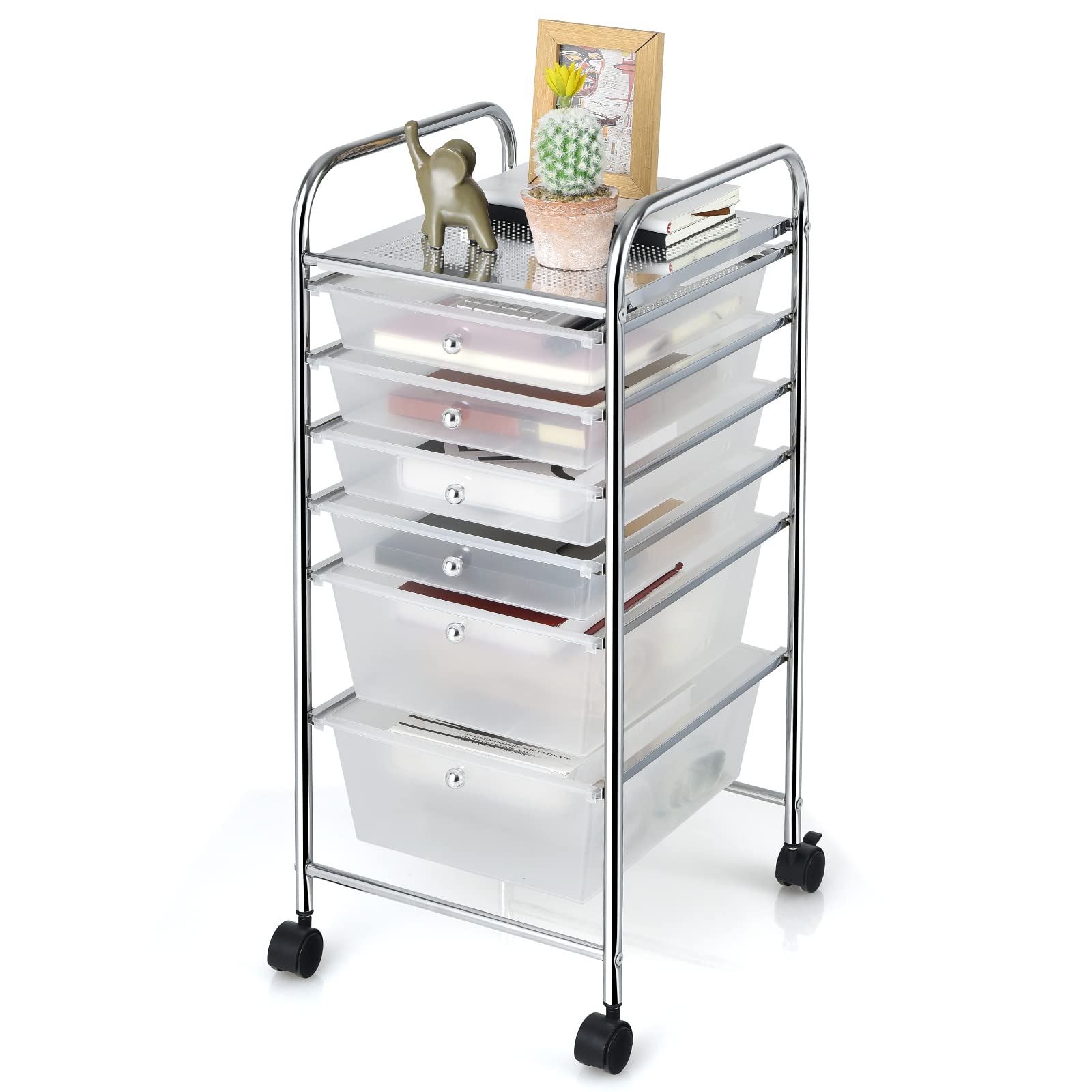  6 Storage Drawer Cart Rolling Organizer Cart, Clean - Giantex