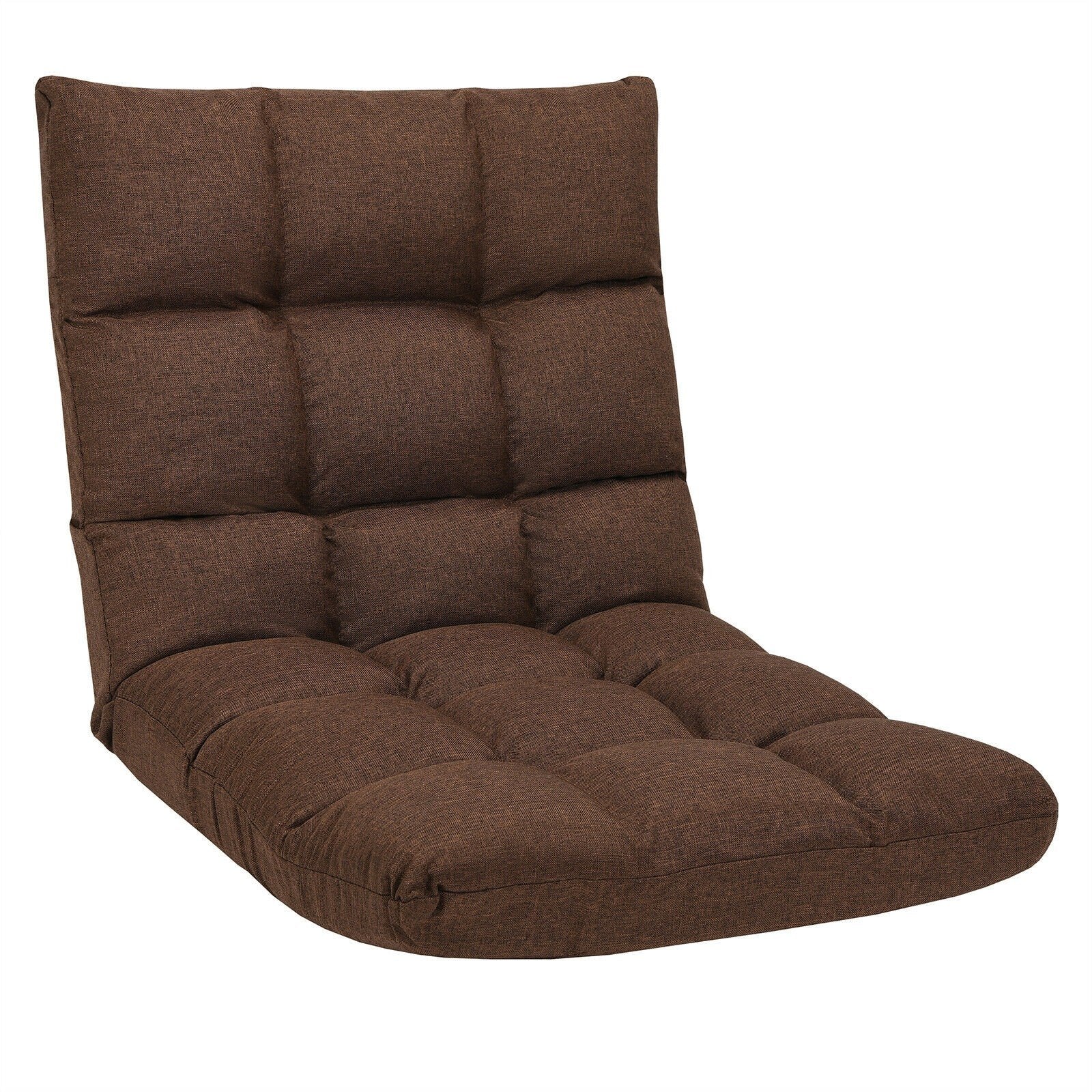 Adjustable Floor Gaming Sofa Chair 14-Position Cushioned Folding - Giantexus