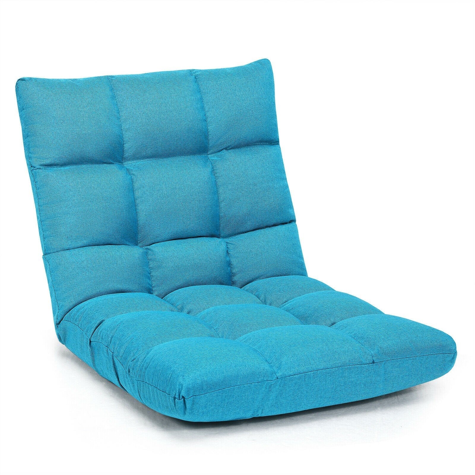 Adjustable Floor Gaming Sofa Chair 14-Position Cushioned Folding - Giantexus
