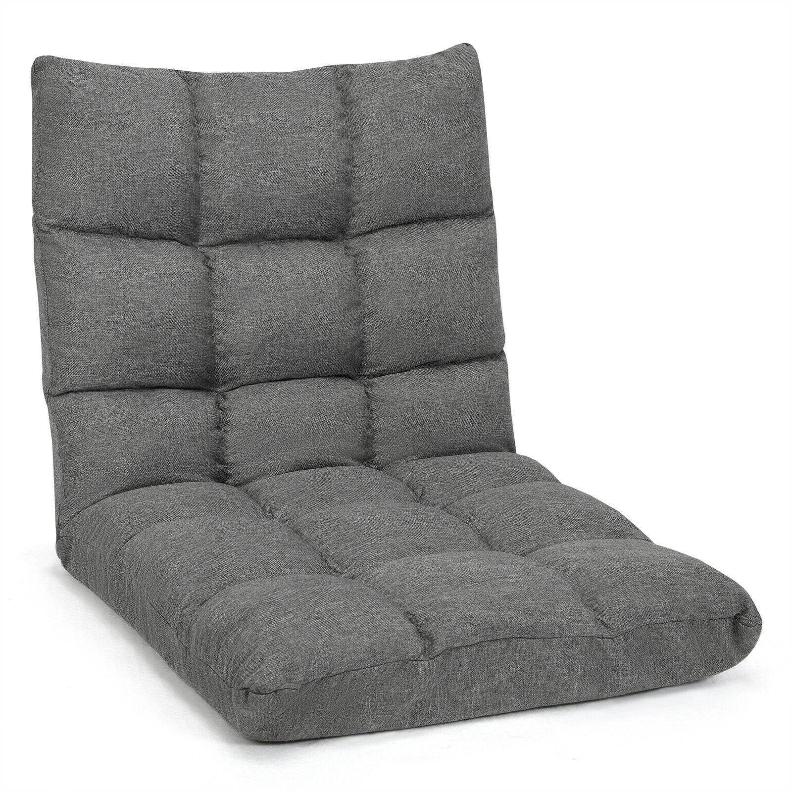 Adjustable Floor Gaming Sofa Chair 14-Position Cushioned Folding - Giantexus