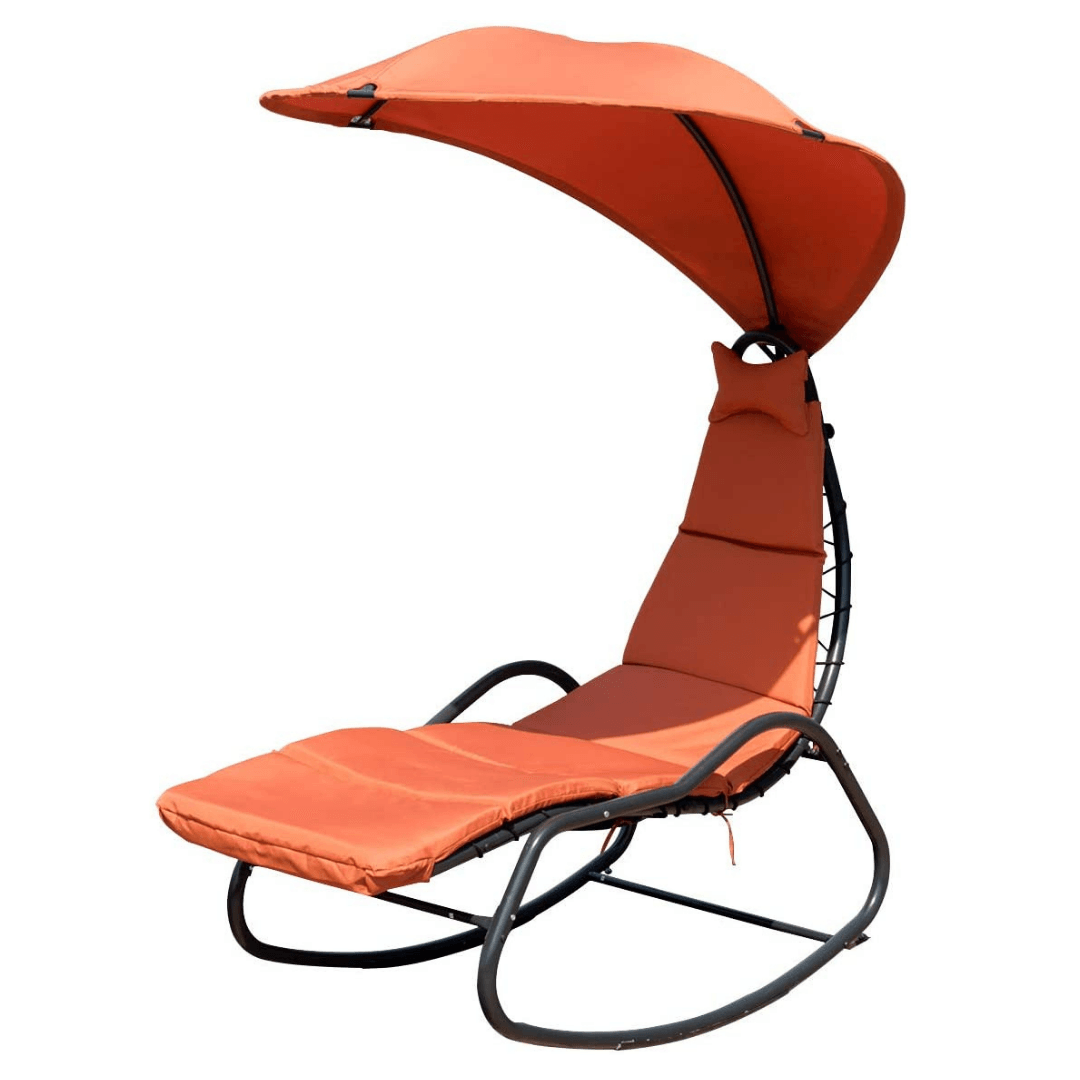 Chaise Lounge Swing Chair, Outdoor Hammock with Stand and Canopy - Giantexus