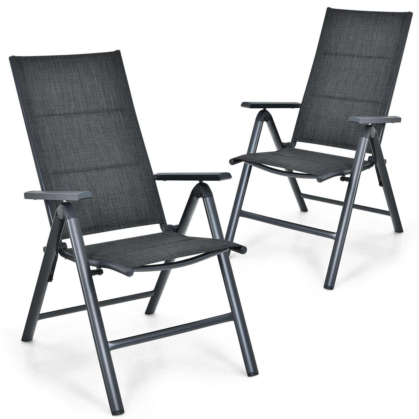 Giantex Padded Lawn Chairs 7 Positions Adjustable Backrest Aluminum Frame