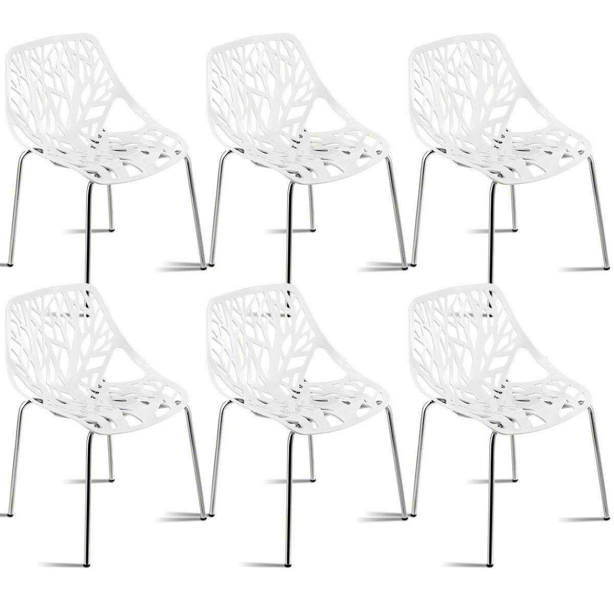 Giantex Set of 6 Modern Dining Chairs w/Plastic Feet Pads