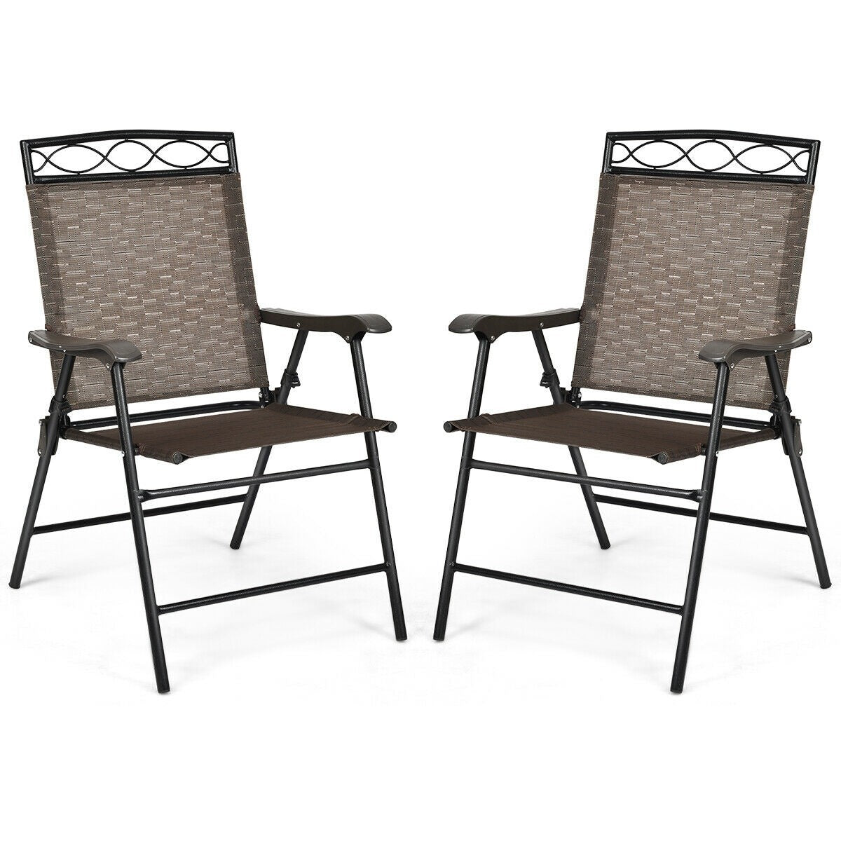 Set of 2 Patio Chairs, Outdoor Folding Lawn Chairs for Beach