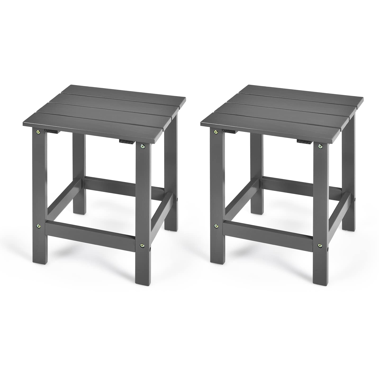Outdoor Side Table, 15 Square Wood End Table with Slatted Design