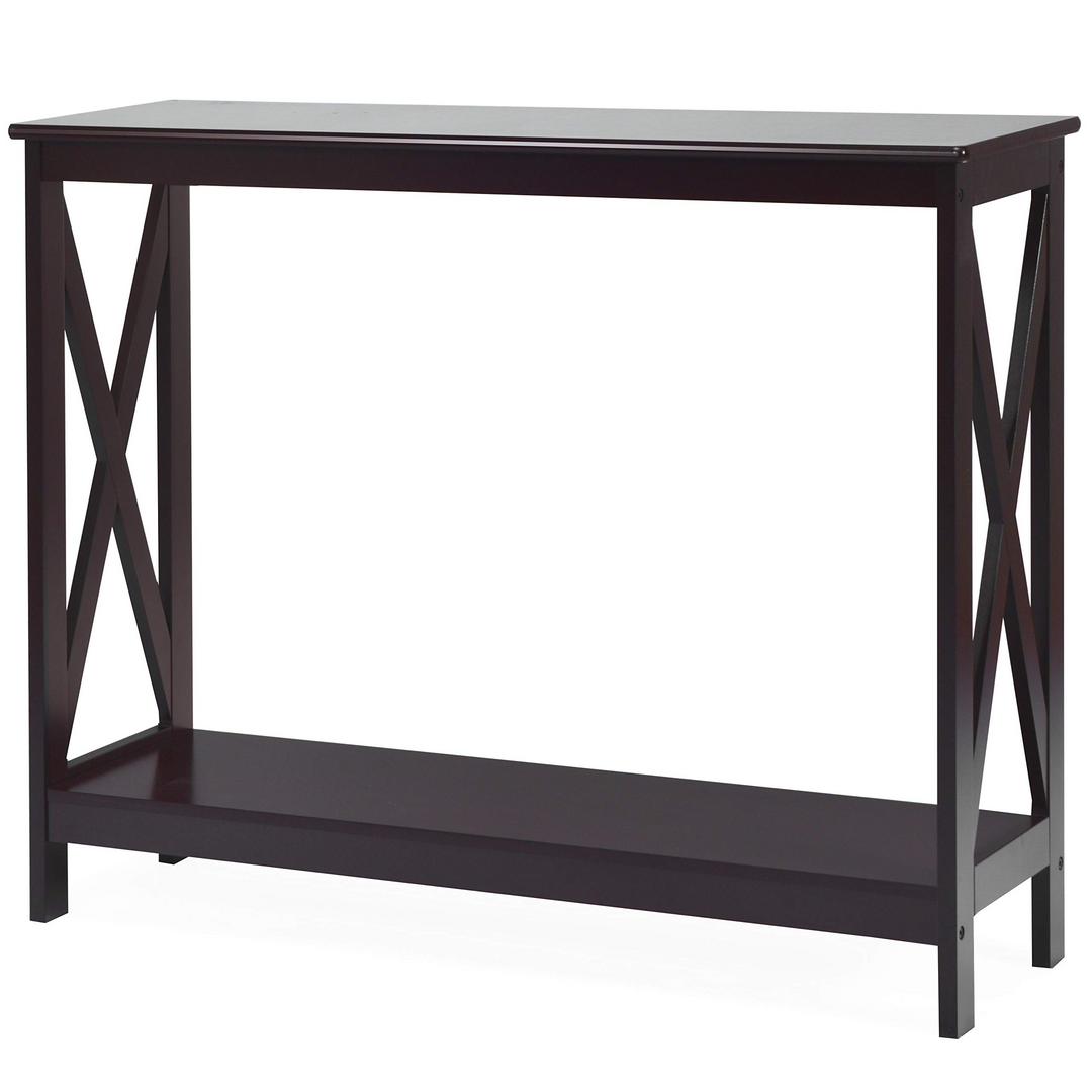 Giantex Console Table 2-Tier with Storage Shelf,X-Design Bookshelf