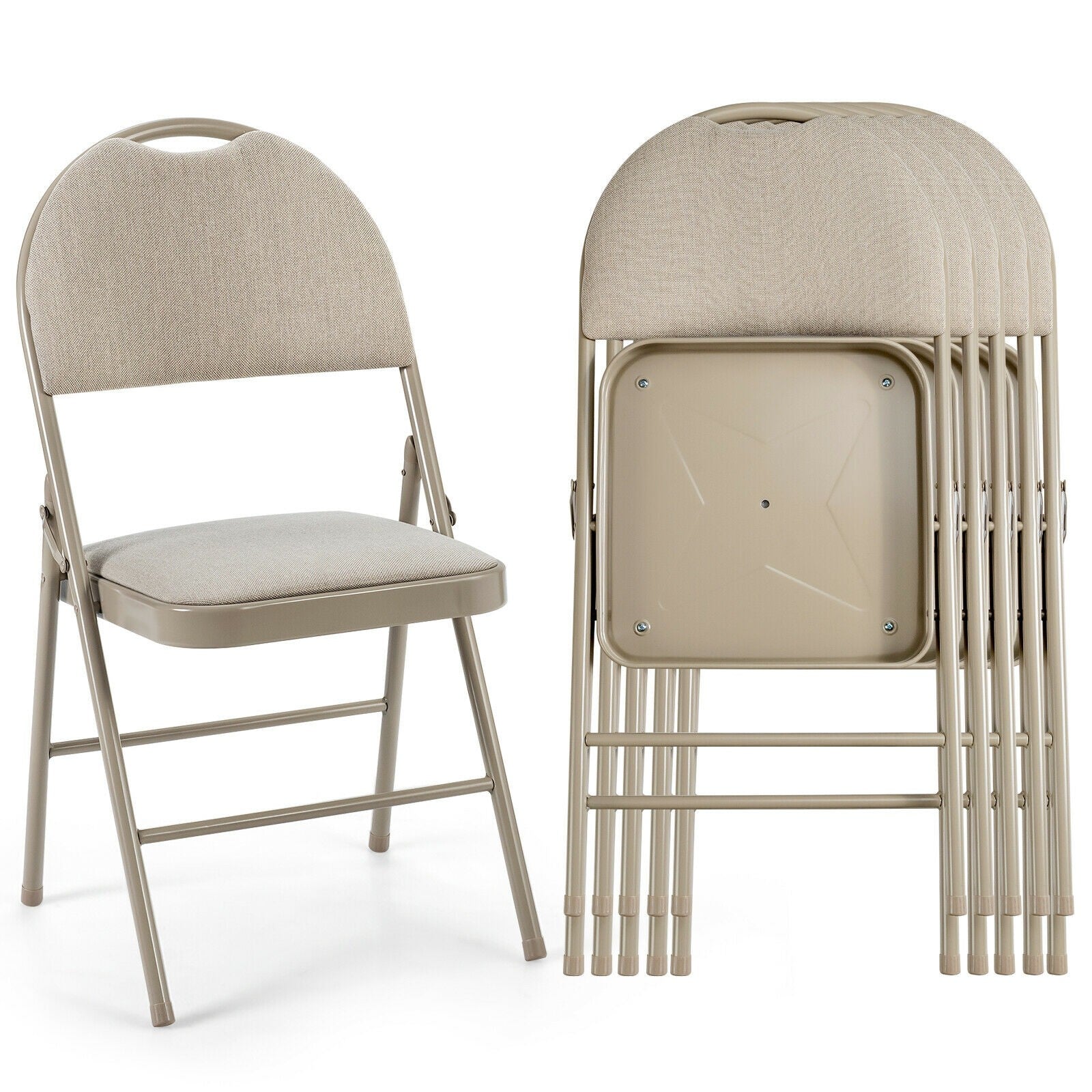 6 PCS Folding Chairs Set Portable Backrest Chair - Giantexus