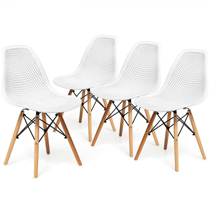 Giantex Set of 2 or 4 Modern Dining Chairs, Shell PP Lounge Side Chairs w/ Mesh Design - Giantexus