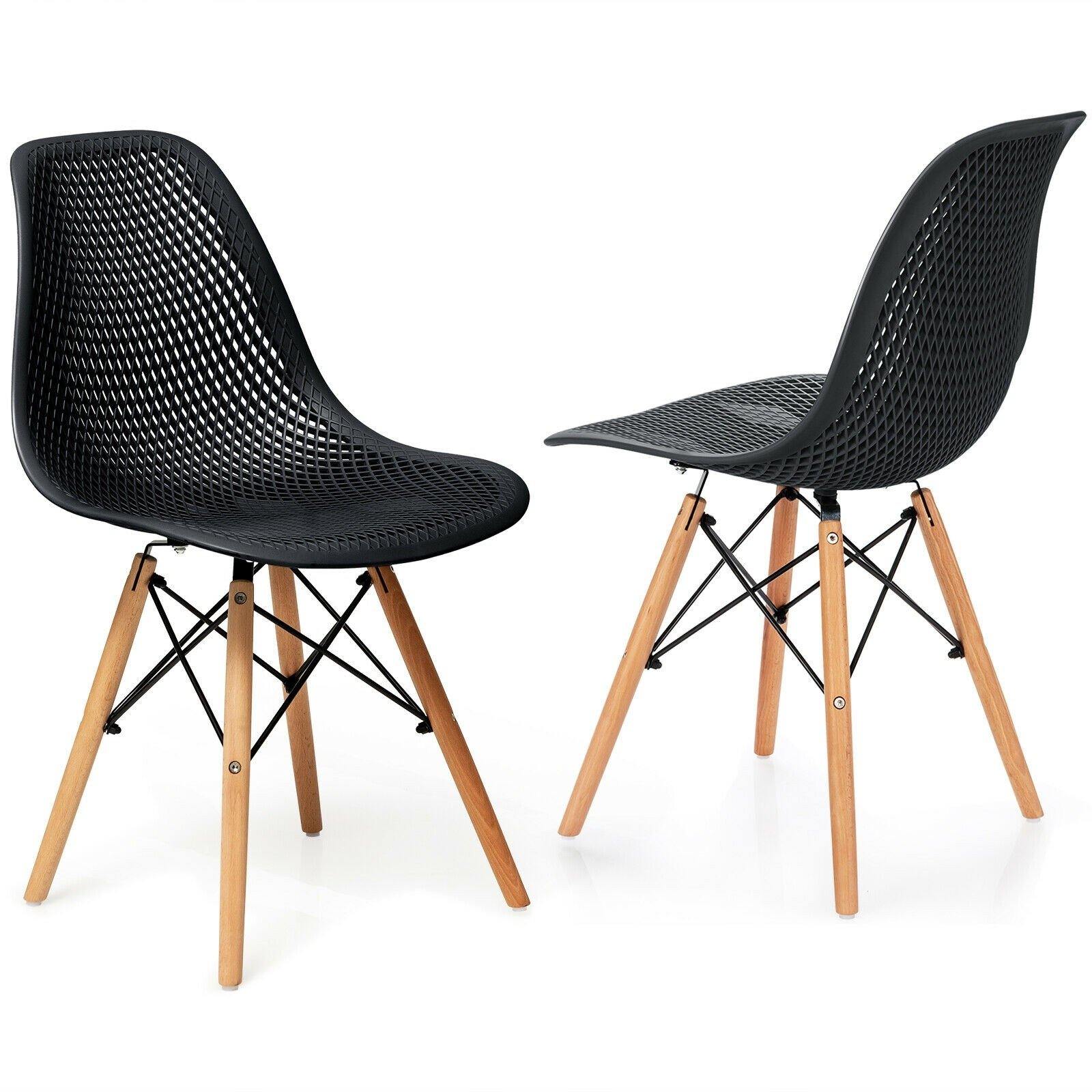 Giantex Set of 2 or 4 Modern Dining Chairs, Shell PP Lounge Side Chairs w/ Mesh Design - Giantexus