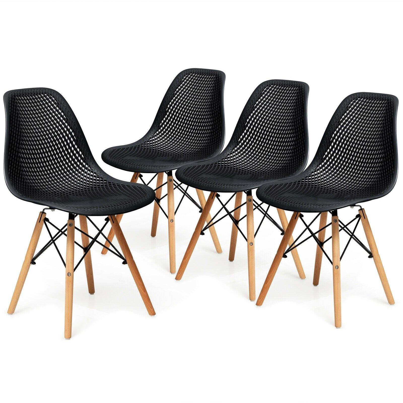 Giantex Set of 2 or 4 Modern Dining Chairs, Shell PP Lounge Side Chairs w/ Mesh Design - Giantexus