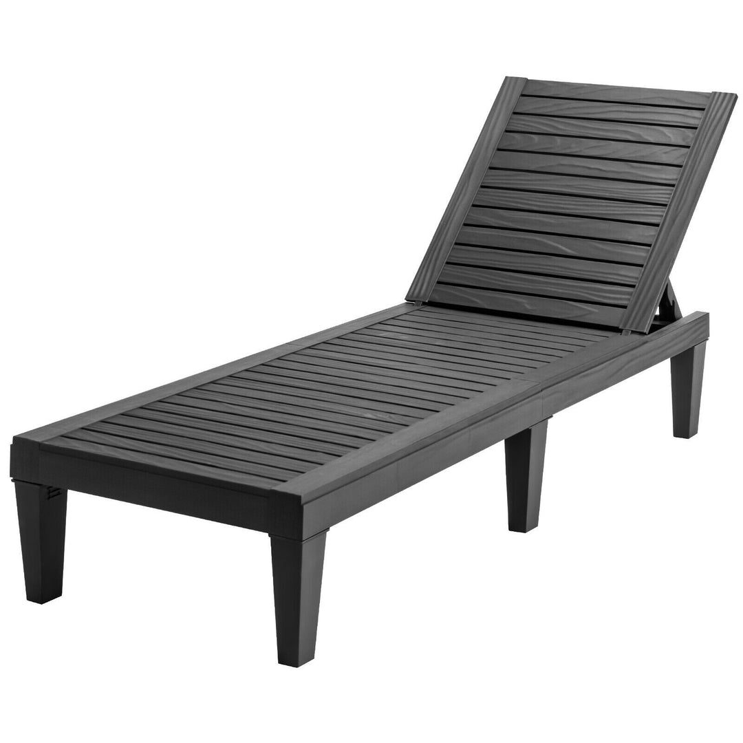 Outdoor Chaise with 5-Position Adjustable Backrest, Rust-Resistant Chaise