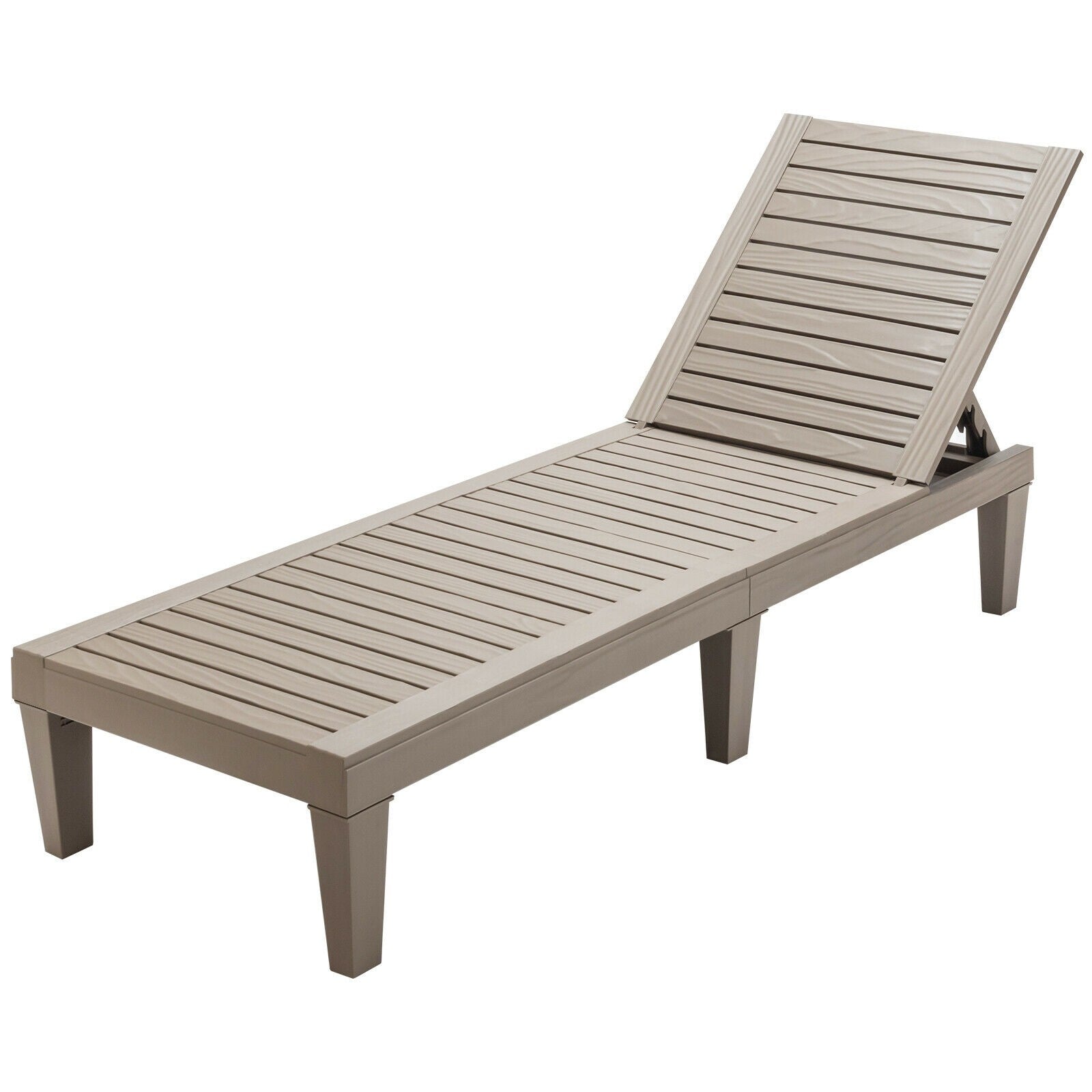 Outdoor Chaise with 5-Position Adjustable Backrest, Rust-Resistant Chaise