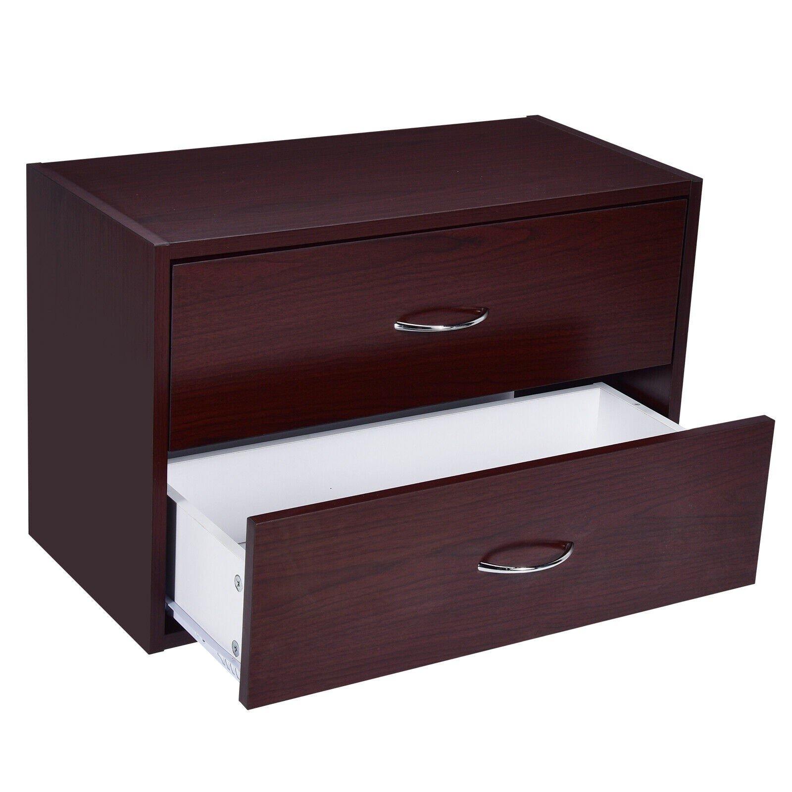 2-Drawer Dresser Retro Stackable Storage Cabinet with Handles - Giantexus