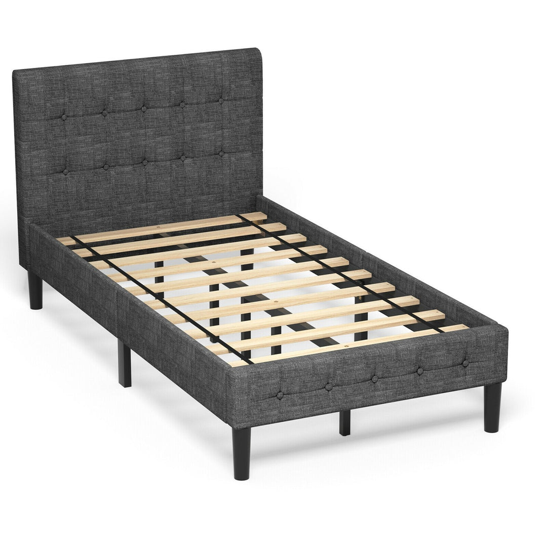 Platform Bed with Button Tufted Headboard | Upholstered Bed Frame