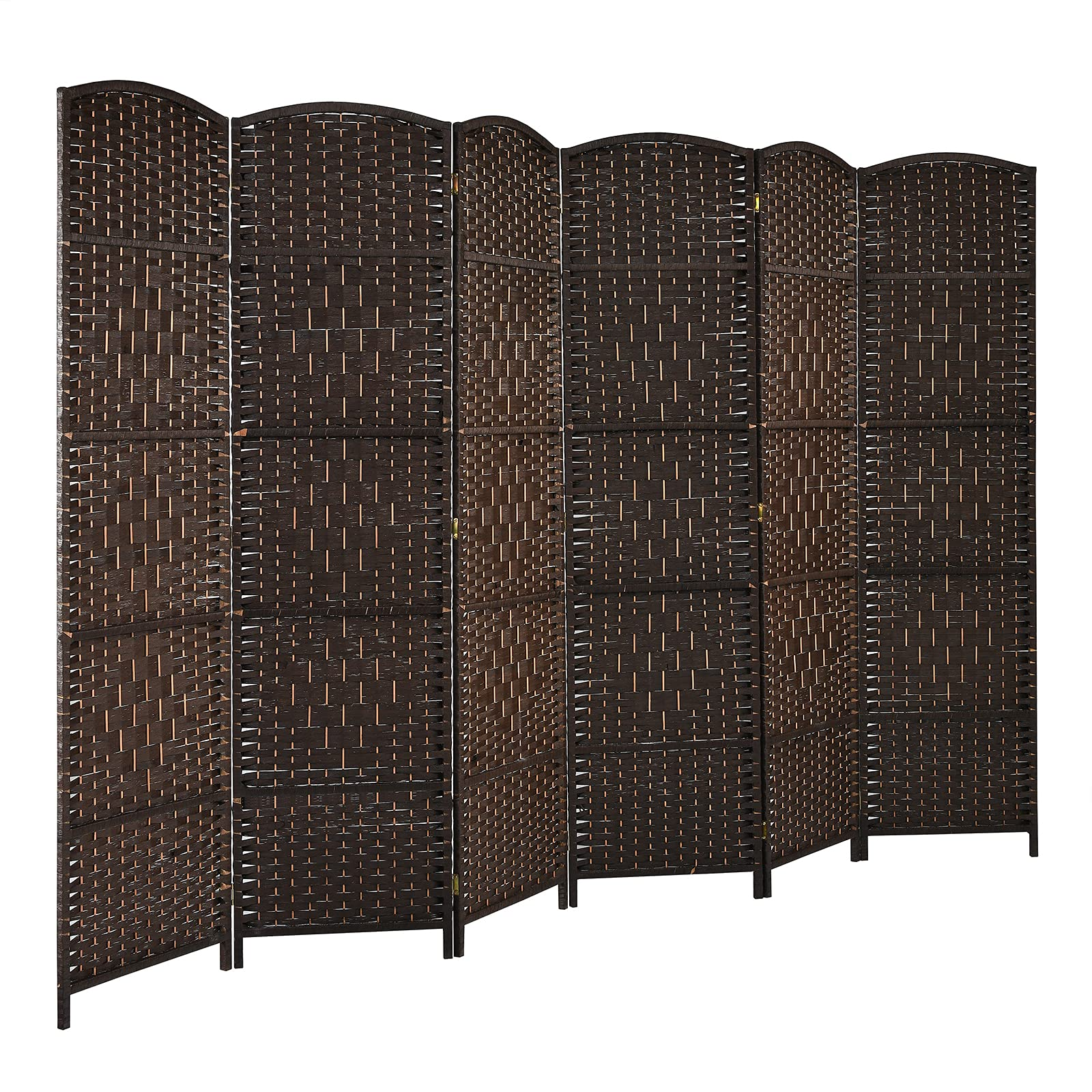 Giantex 6 Panel 6 Ft Tall Room Divider, Freestanding Wood Partition Room Dividers (Black/Brown) - Giantexus