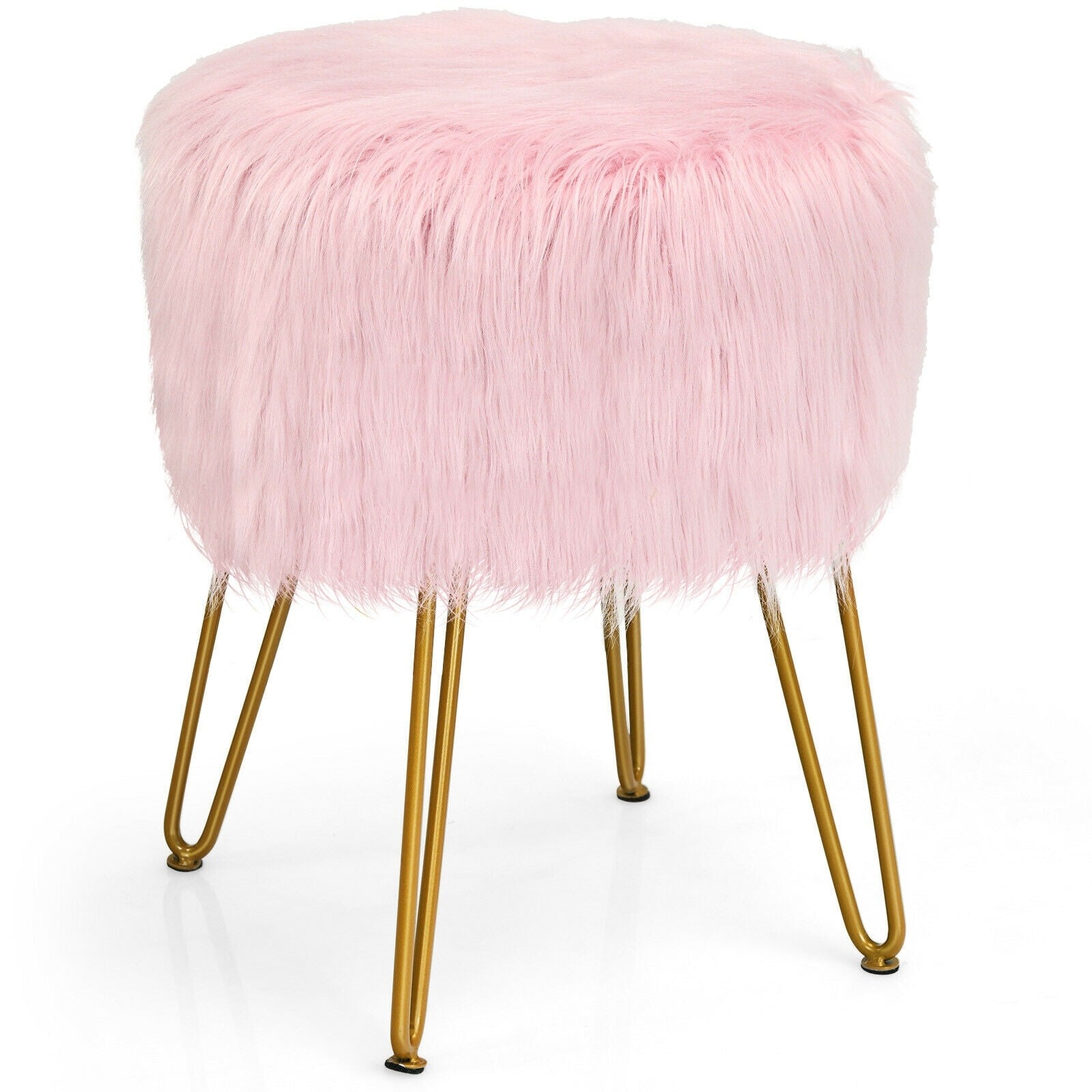 Ottoman Footrest, Faux Fur Vanity Stool Chair