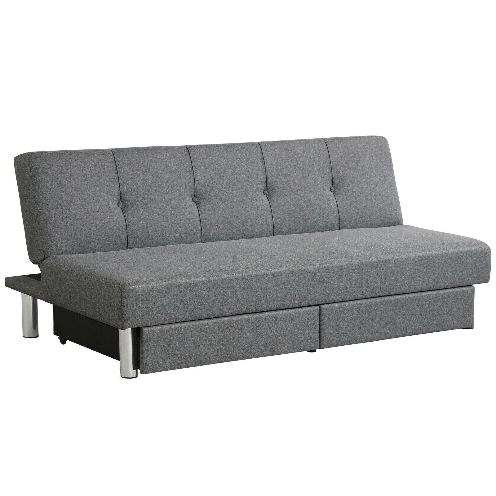 3-Seat Convertible Sofa Bed,Long Sofa w/ 2 Large Drawers, Ergonomic Sleeper w/ 3 Adjustable Angles - Giantexus