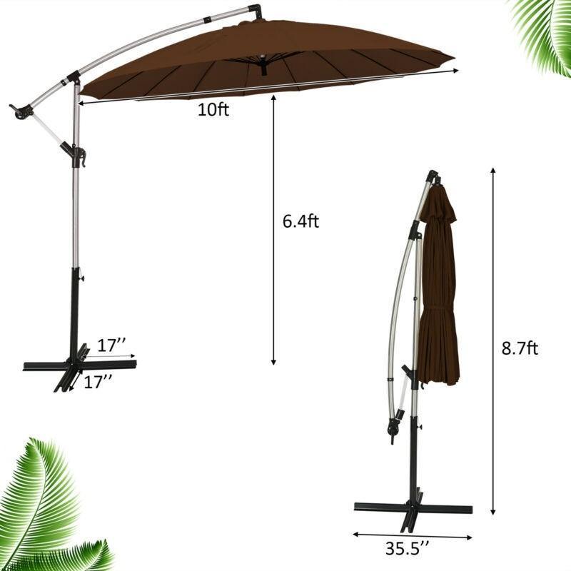 10FT Patio Offset Umbrella, Cantilever Outdoor Umbrella with Easy Tilt Adjustment - Giantexus