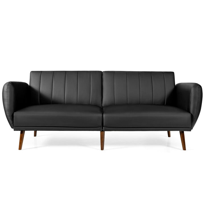 Giantex 3 Seat Sofa Bed, Convertible Futon Sofa,  Adjustable Backrest, Foldable Couch Sleeper with Armrest (Black)