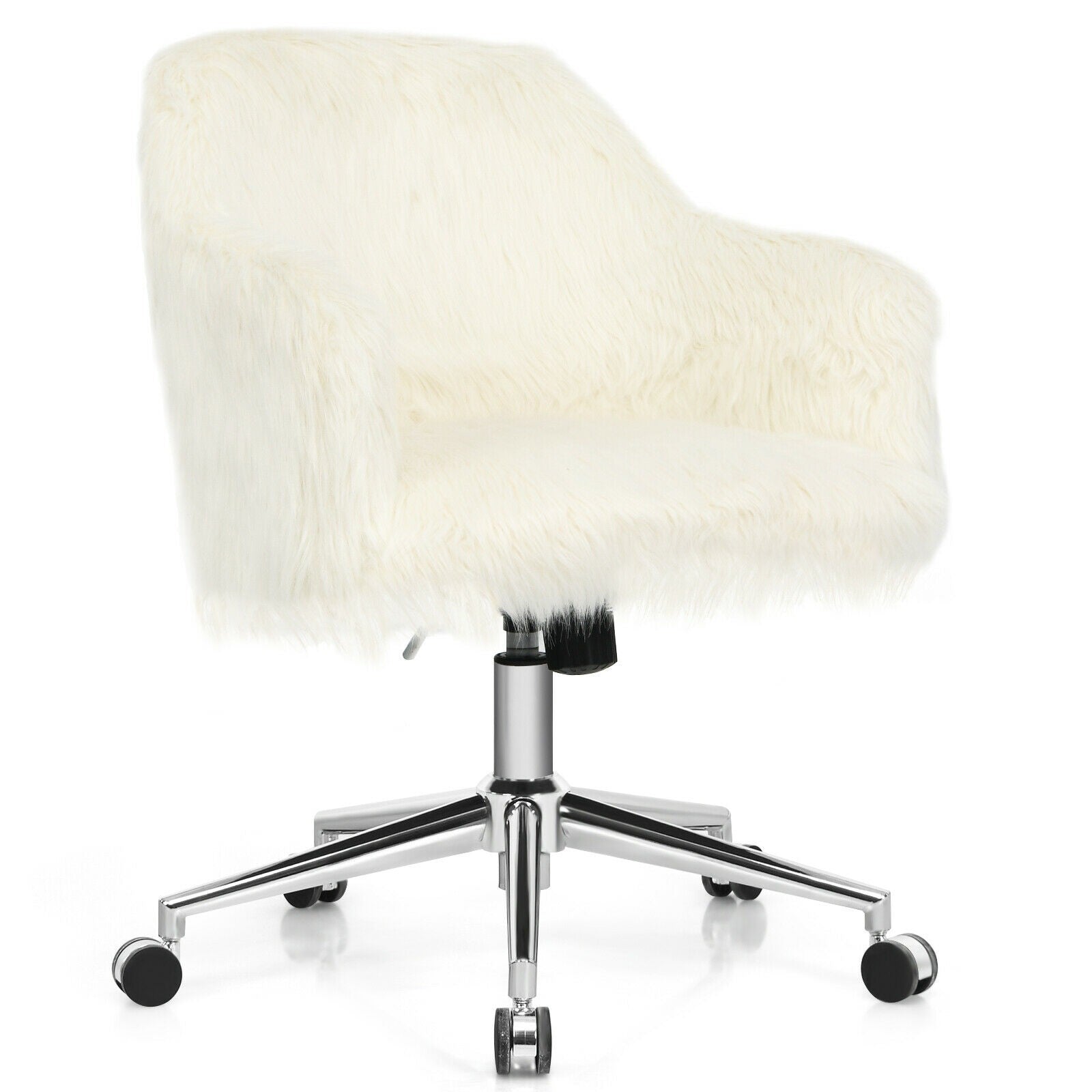 Modern Office Desk Chair, Fluffy Faux Fur Vanity Chair