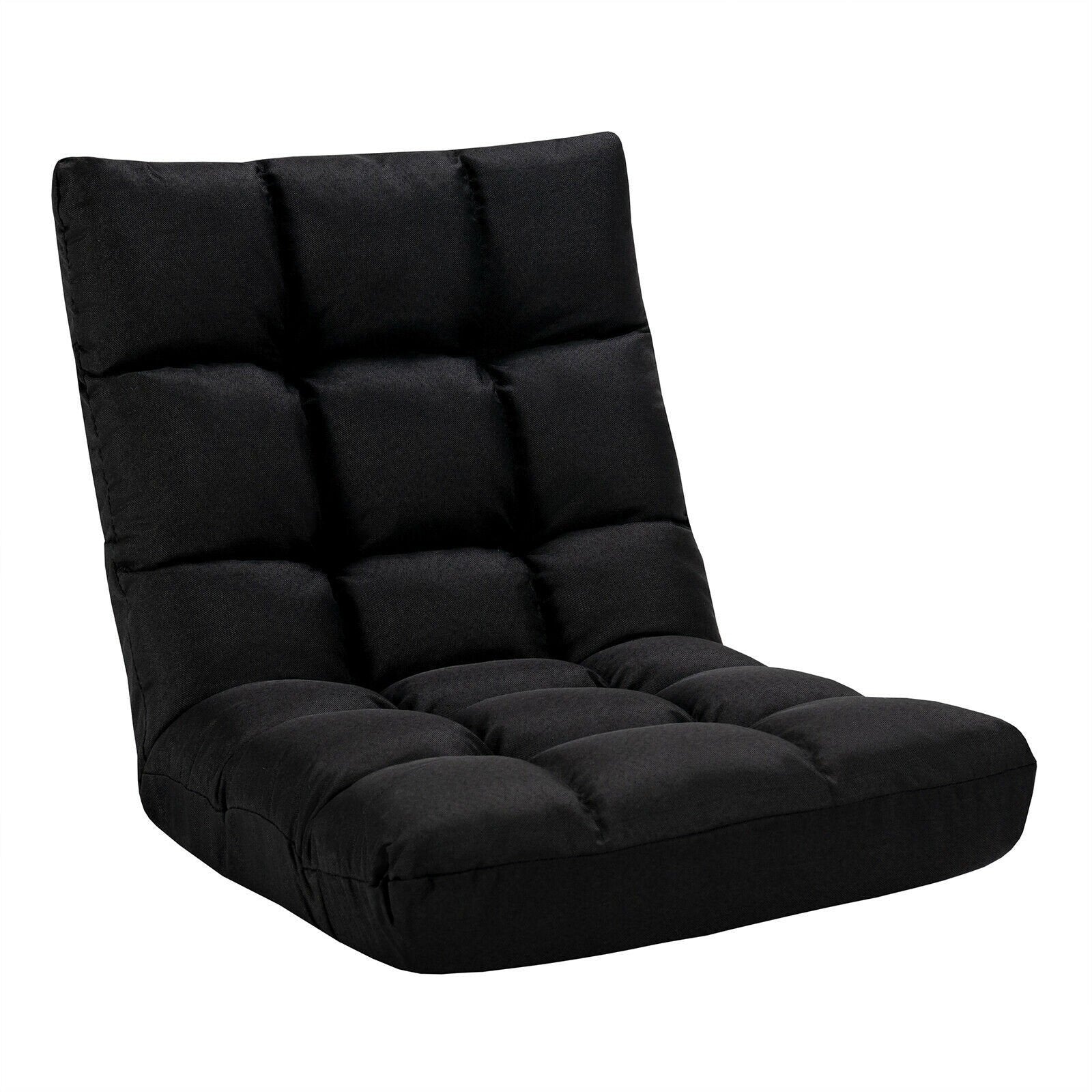 Adjustable Floor Gaming Sofa Chair 14-Position Cushioned Folding - Giantexus