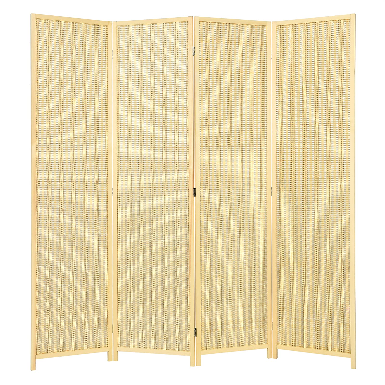 Giantex 4 Panel 6 Ft Tall Bamboo Room Divider, Folding Privacy Screen, Natural - Giantexus