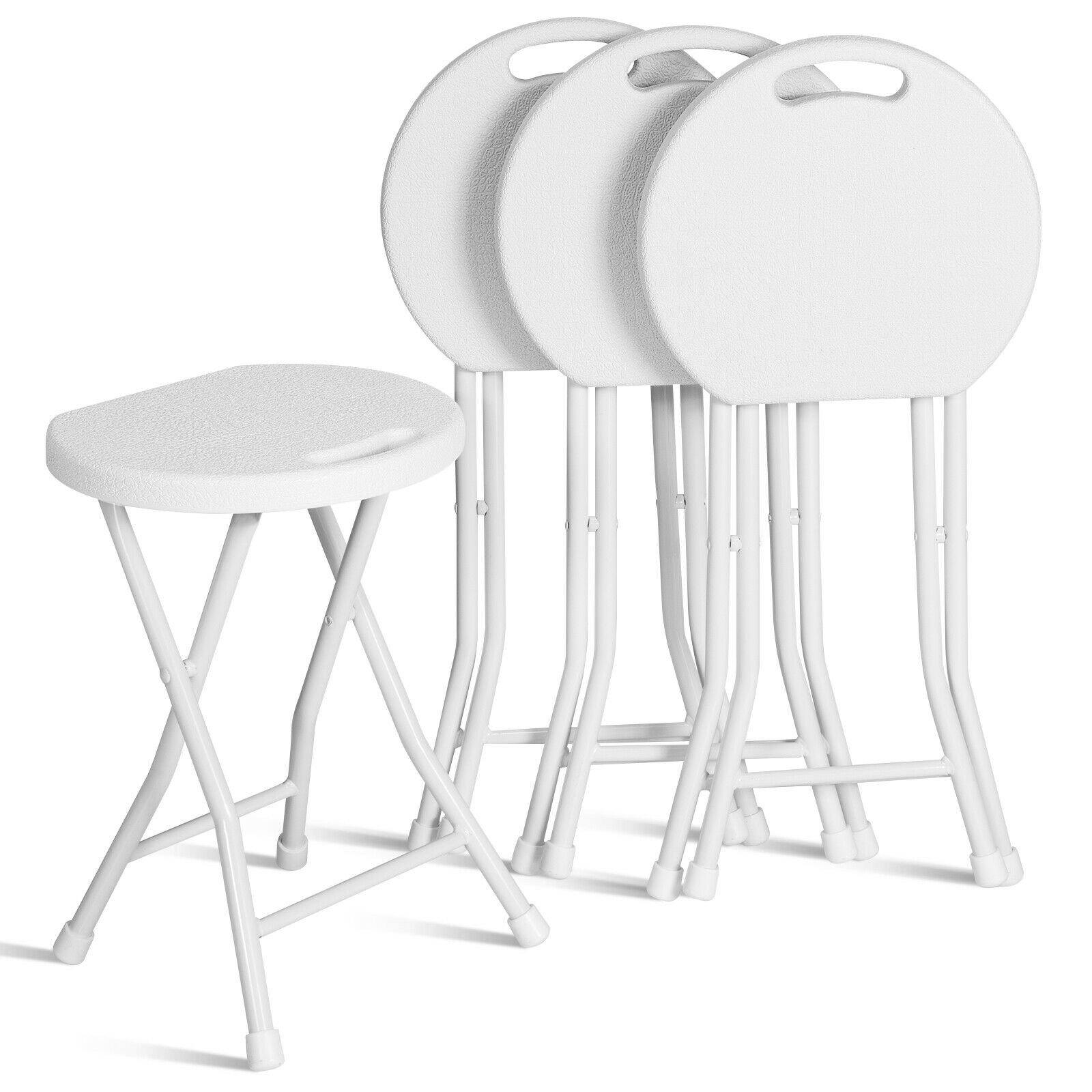 Set of 4 Folding Stool, Round Foldable Bar Stools - Giantexus
