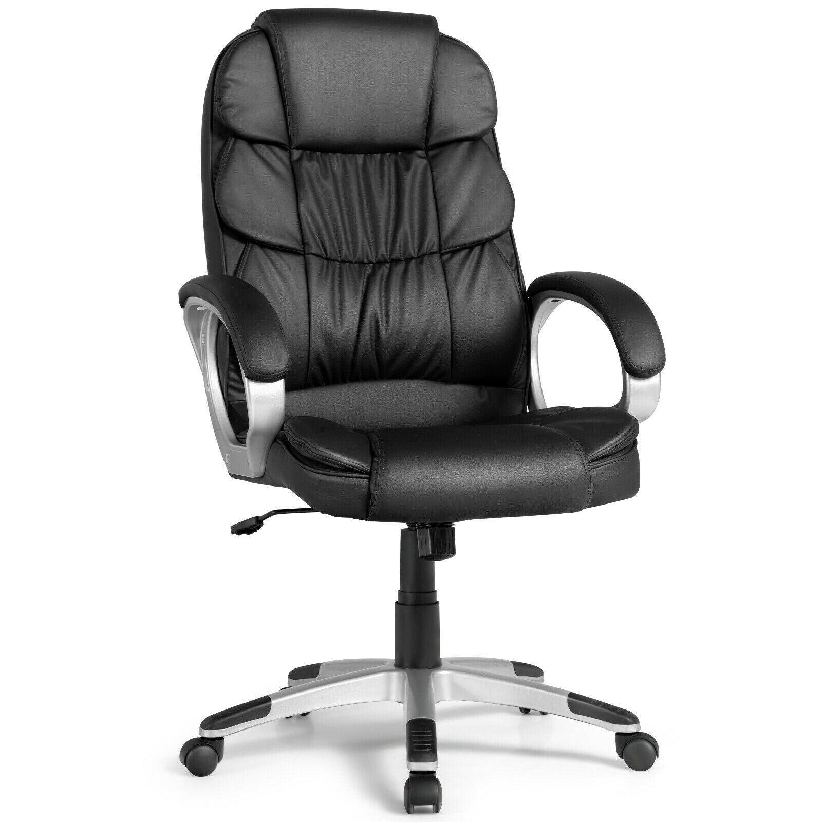 Giantex Executive Office chair w/ Padded Lumbar Pillow, Big and Tall Ergonomic Desk Chair(Black)
