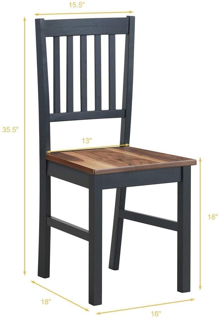 Giantex Set of 4 Wood Dining Chairs, Whitesburg Dining Room Side Chair w/ Wide Seat,Black - Giantexus