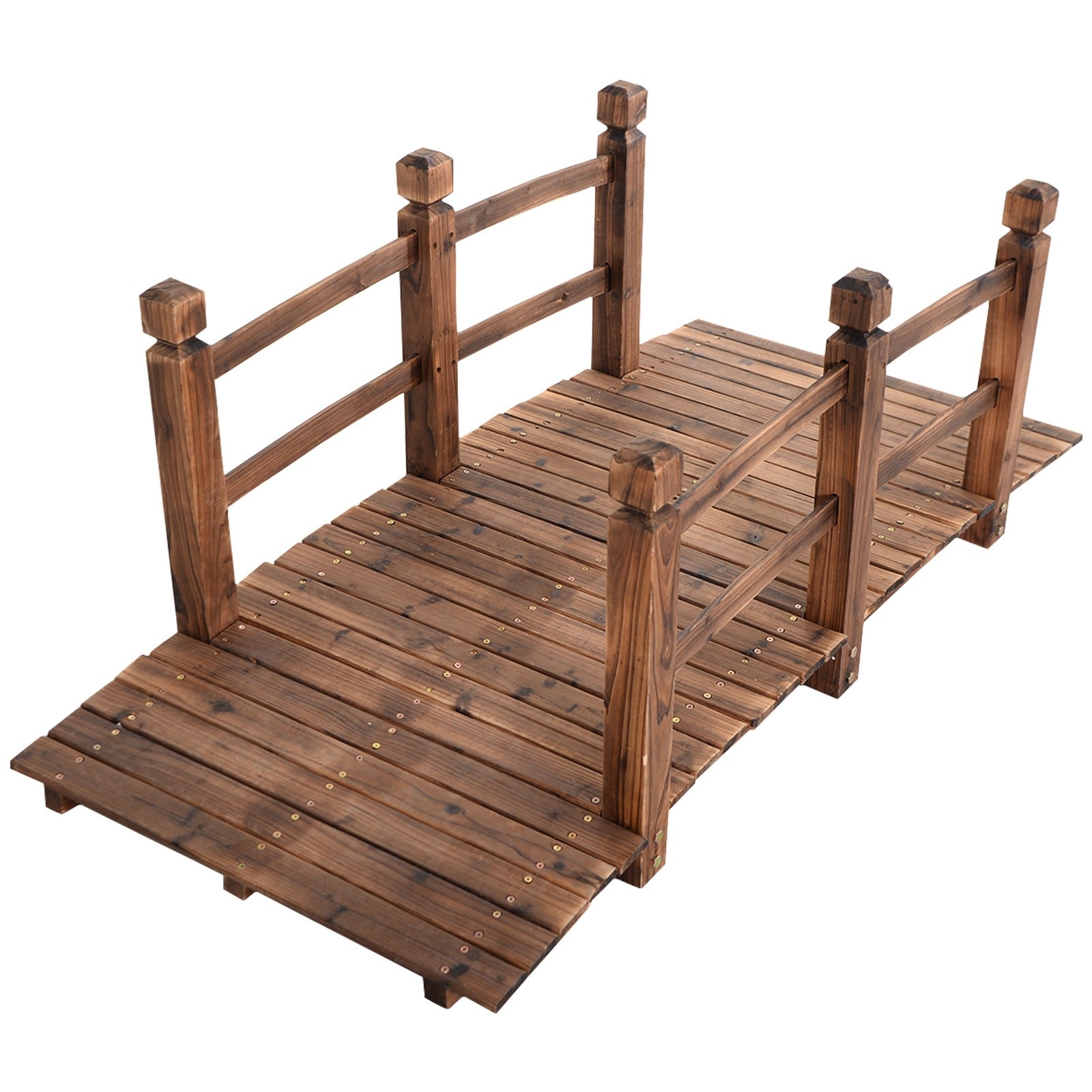 Giantex 5 Ft Wooden Garden Bridge, Stained Wood/Natural Wood  Garden Bridge
