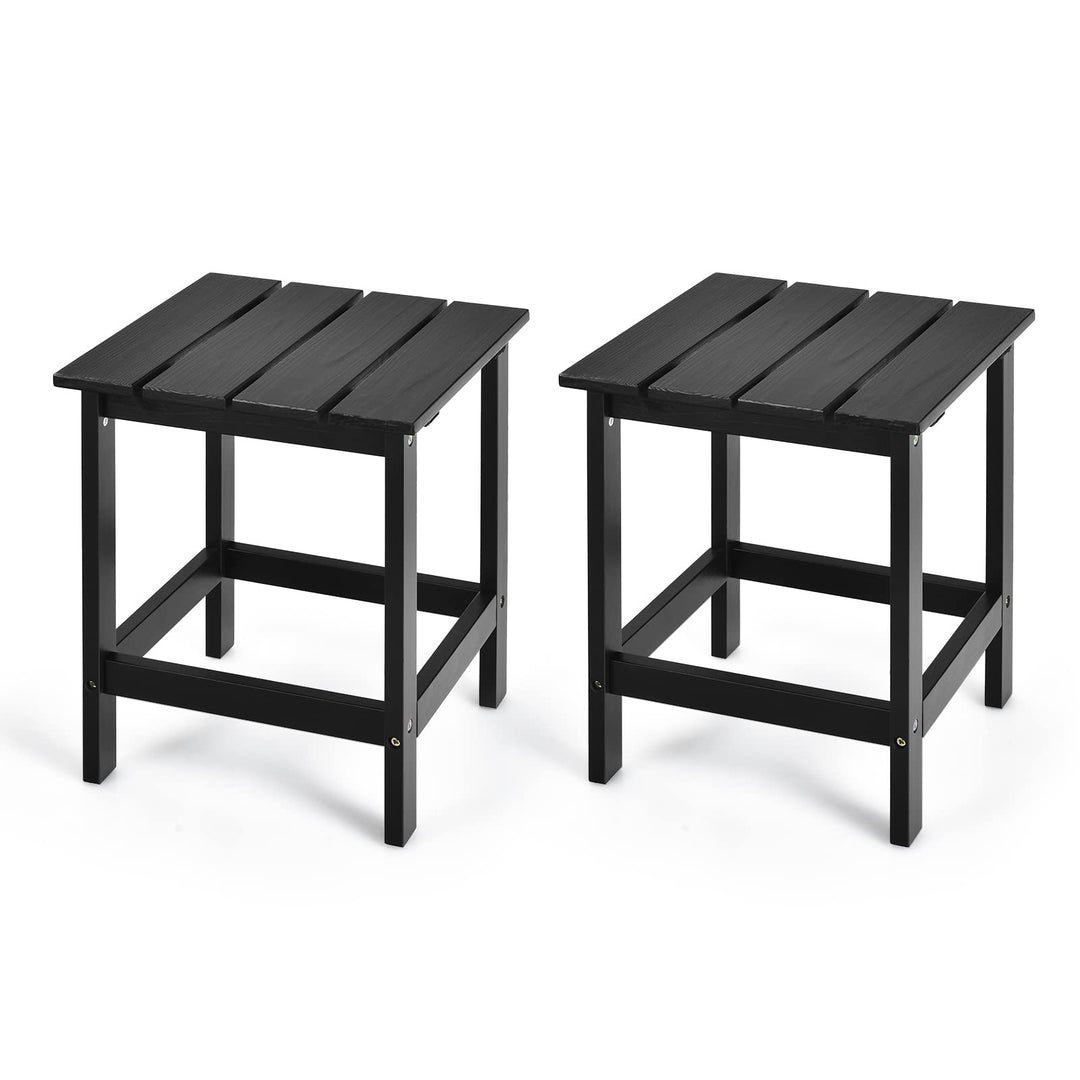 Outdoor Side Table, 15 Square Wood End Table with Slatted Design